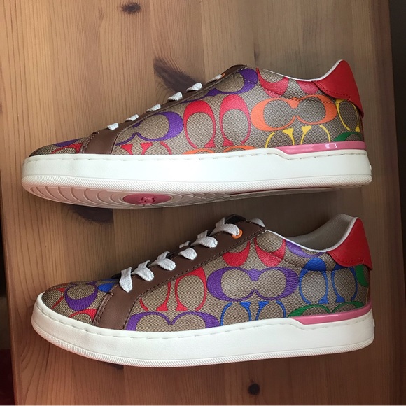 🌈 Coach Clip Low Top Sneaker Rainbow Signature  Special 6 8 8.5 9.5 10 11 - Picture 12 of 13